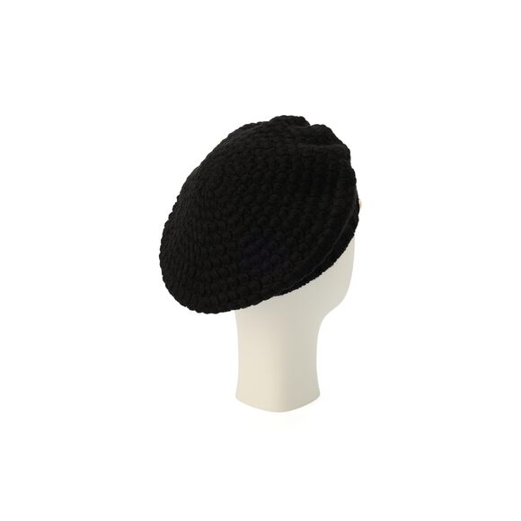 1138 Women\'s Crochet Rib Beret, Black, One main image 5